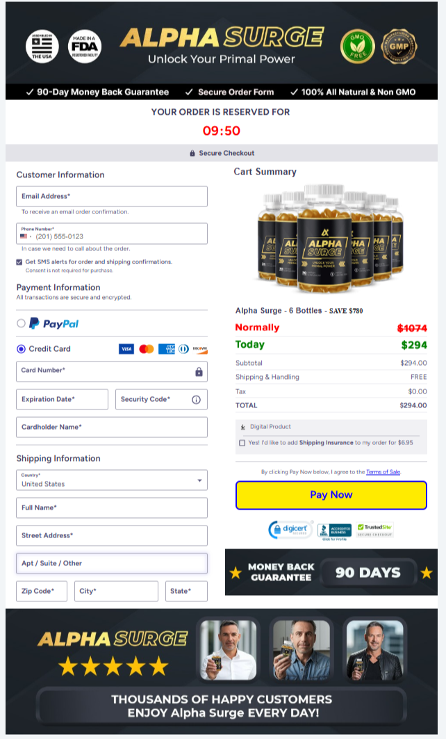 Alpha Surge Official Website Secure Order Page